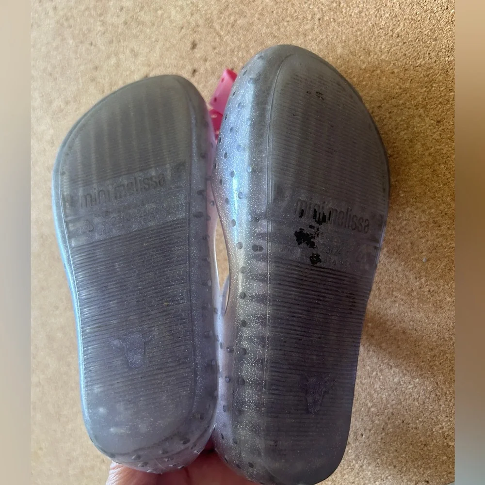 Mini Melissa Clear Silver Ultra Girl Sandals with Pink Bow – Toddler Size 9 - Picture 6 of 6